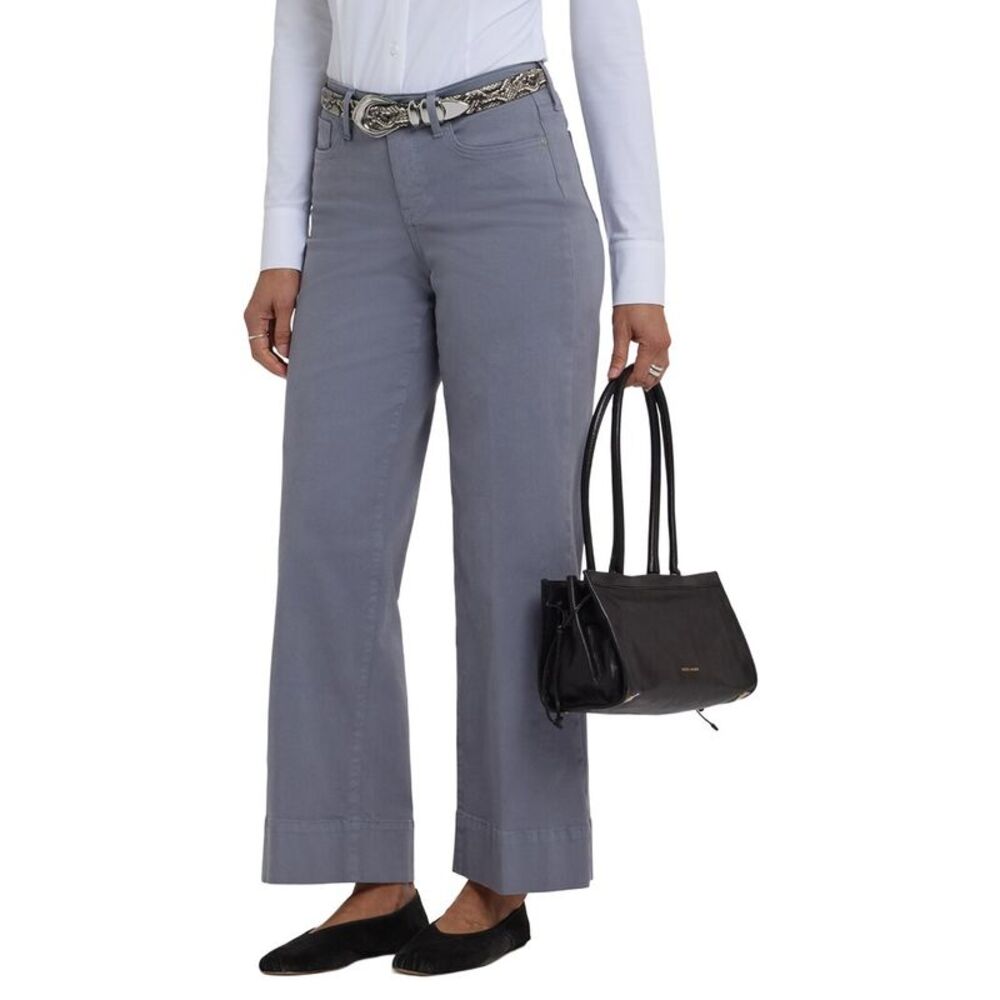 Nydj Womens Teresa Shadow Blue Wide Leg Jean